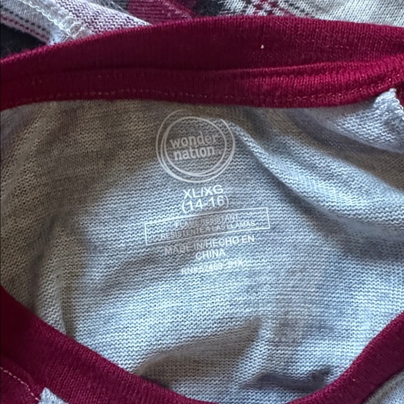 Wonder Nation Burgundy and Gray flannel Pajama Set - Picture 4 of 4